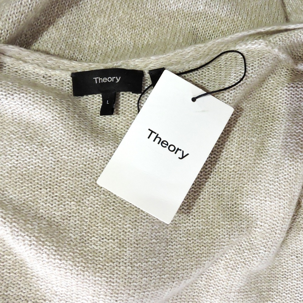 THEORY ⚜ WOMEN'S BEIGE CASHMERE/LINEN FASHION CARDIGAN - Picture 4 of 4